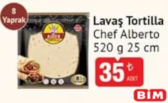 CHEF ALBERTO LAVAŞ TORTİLLA 520 G 25 CM 8 YAPRAK